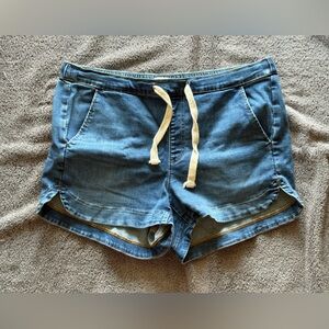 Blue Denim Shorts with Drawstring